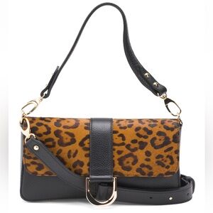 NWT Divina Firenze Italy Leather Pony Hair Crossbody Bag Purse Leopard Haircalf